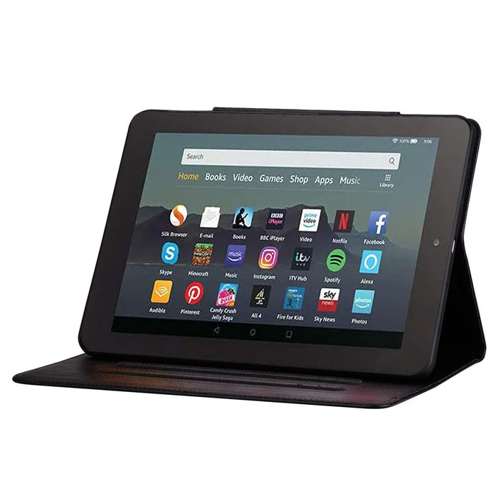 For Amazon Fire HD 8 (2020) / HD 8 (2022) Case PU Leather Stand Tablet Cover with Card Holder - Black - 5