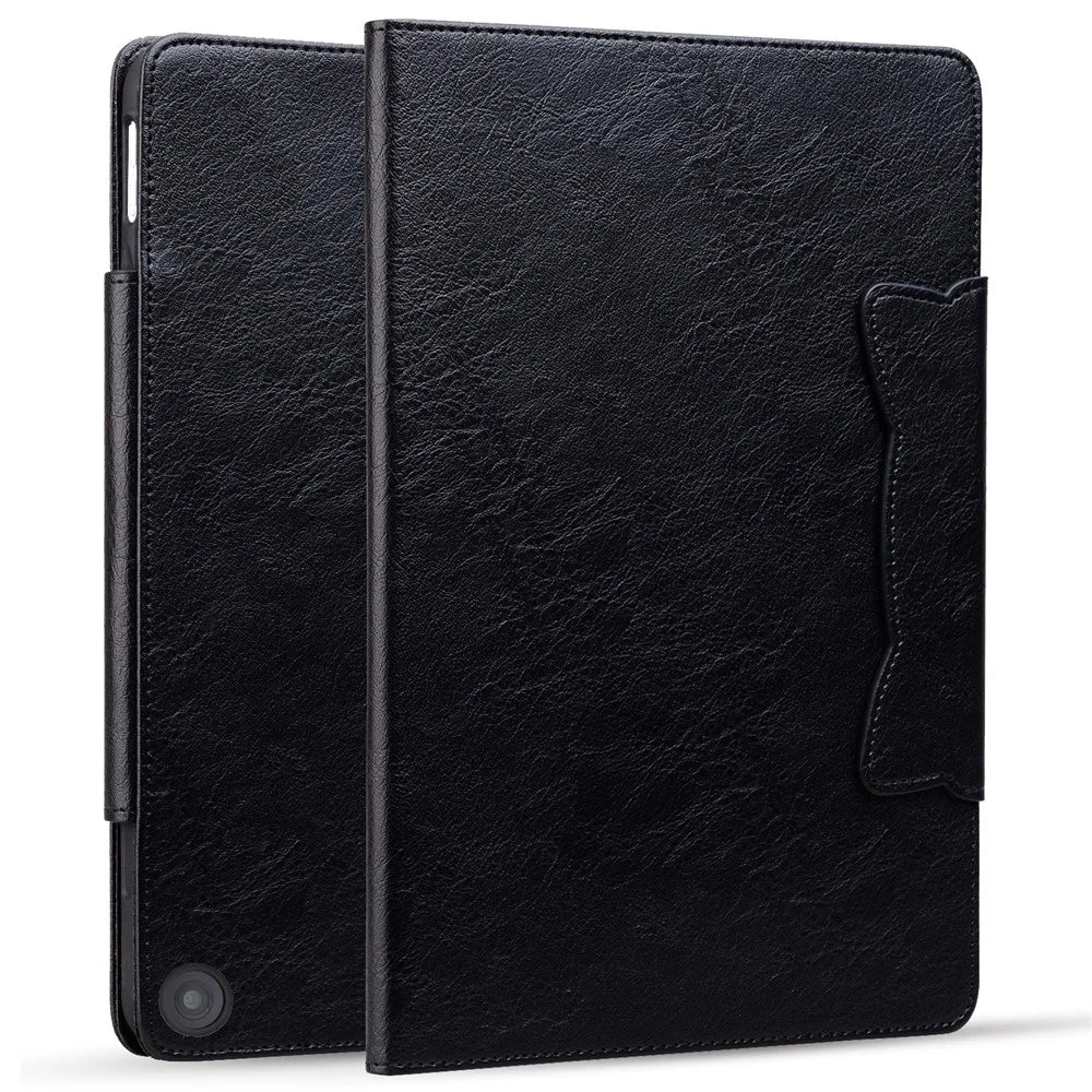 For Amazon Fire HD 8 (2020) / HD 8 (2022) Case PU Leather Stand Tablet Cover with Card Holder - Black - 6