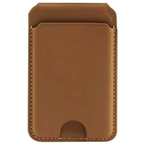 Phone Card Holder for iPhone 12-16 Series PU Leather Folding Kickstand Card Bag - Brown - 1