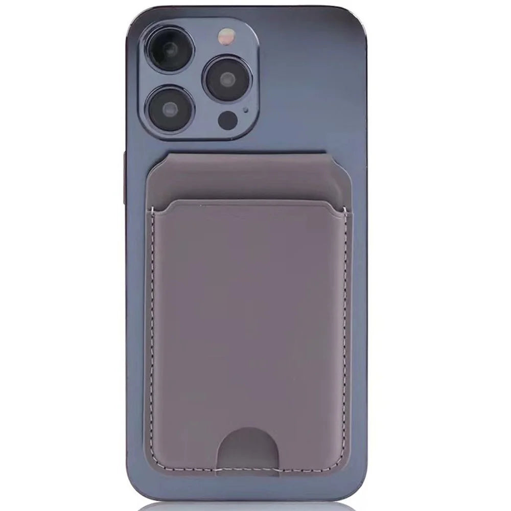 Phone Card Holder for iPhone 12-16 Series PU Leather Folding Kickstand Card Bag - Brown - 7