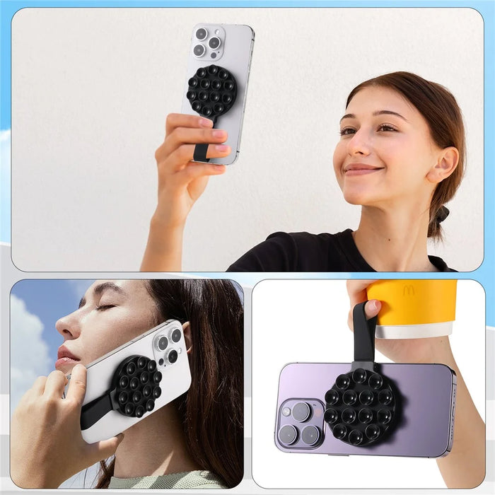 CPS07 Magnetic Suction Phone Holder Silicone Non Slip Suction Cup Phone Mount - Black - 6