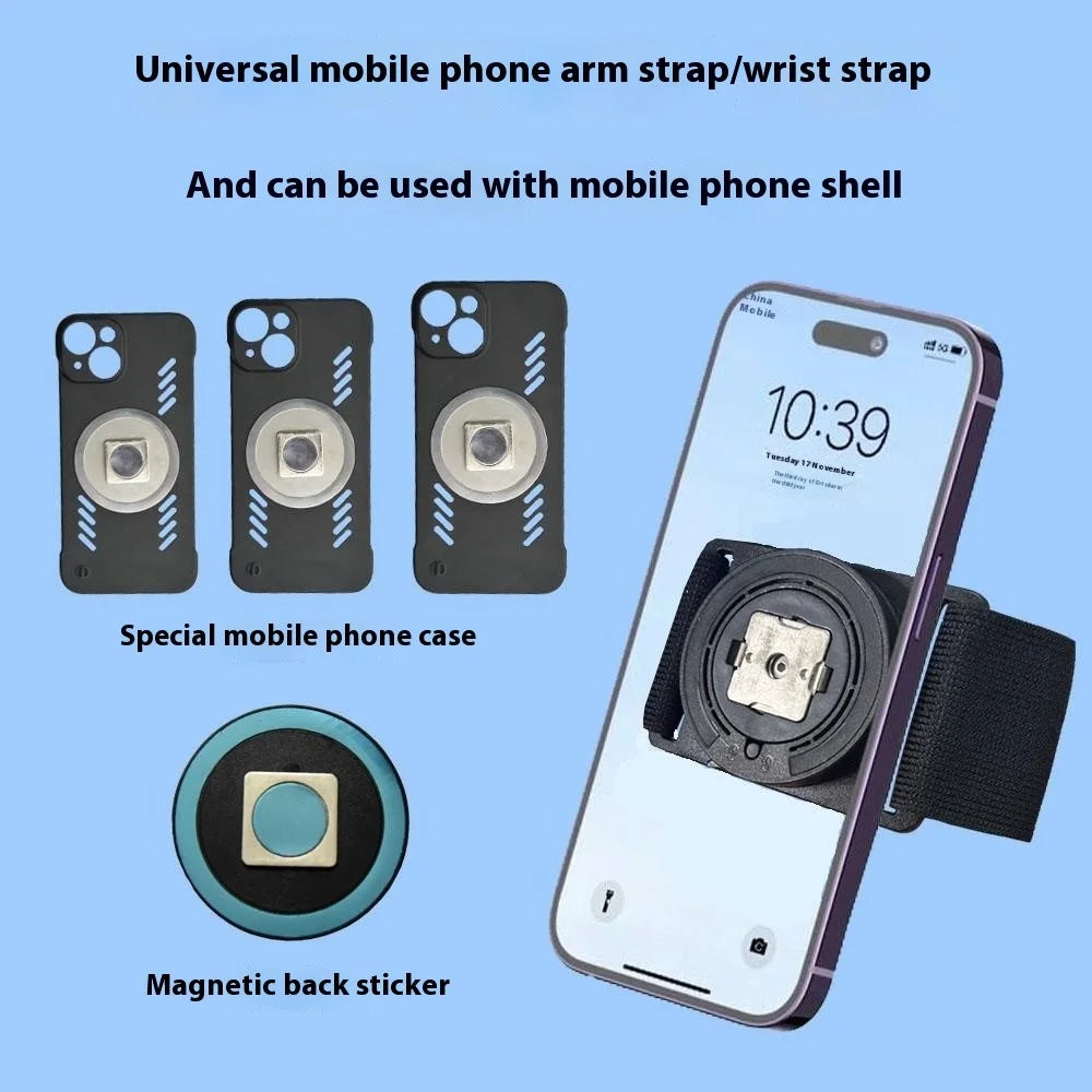 Phone Arm Strap Wrist Strap with Round Adhesive Patch, Magnetic Plus Buckle Quick Release Wrist Bracket - 6