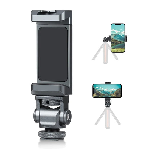 PULUZ PU3206B Gimbal Cold Shoe Phone Clamp Aluminum Alloy Retractable Phone Clip Holder - 1