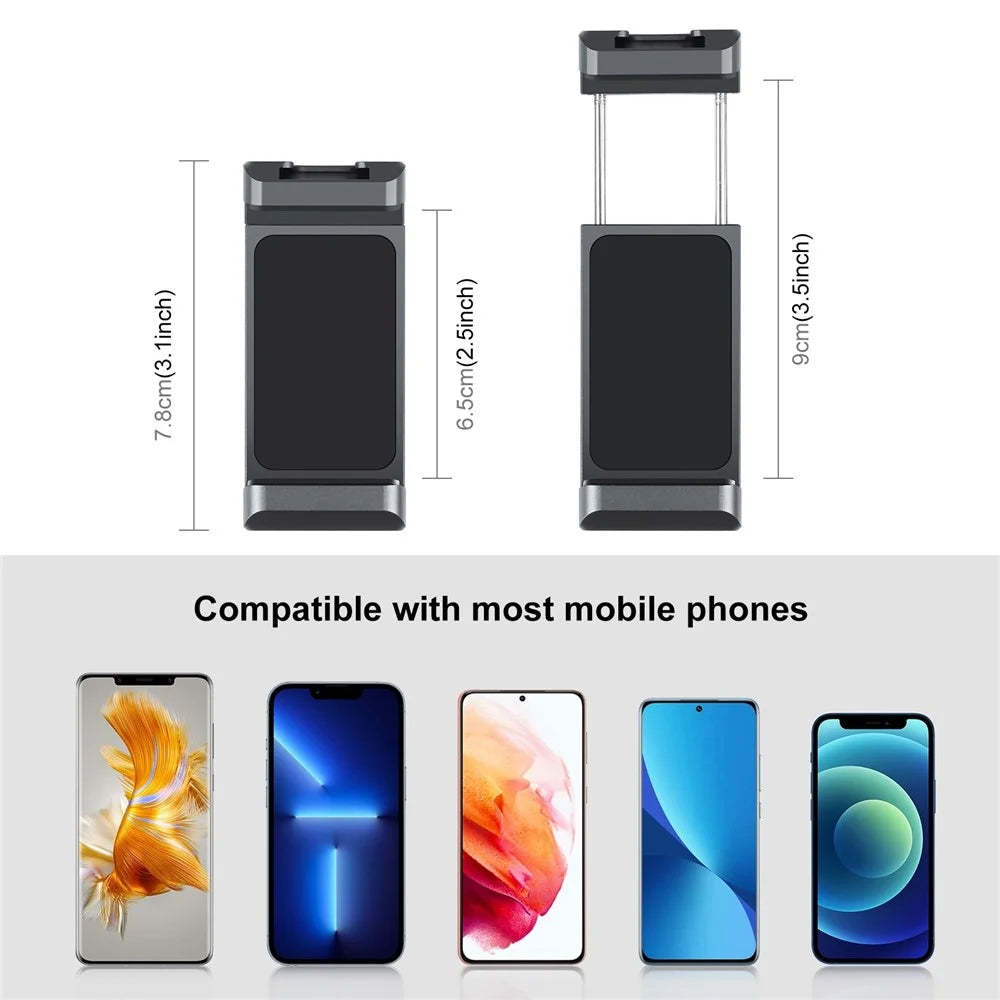 PULUZ PU3206B Gimbal Cold Shoe Phone Clamp Aluminum Alloy Retractable Phone Clip Holder - 6