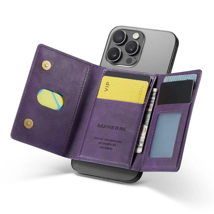 MAGKING K2 Kickstand Magnetic Card Holder RFID Blocking Cell Phone Wallet - Purple - 2