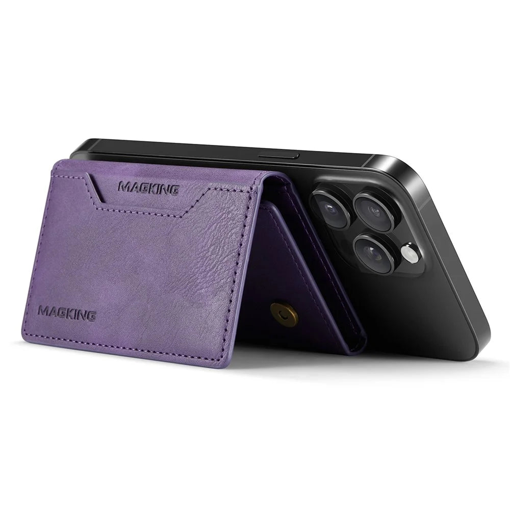 MAGKING K2 Kickstand Magnetic Card Holder RFID Blocking Cell Phone Wallet - Purple - 3