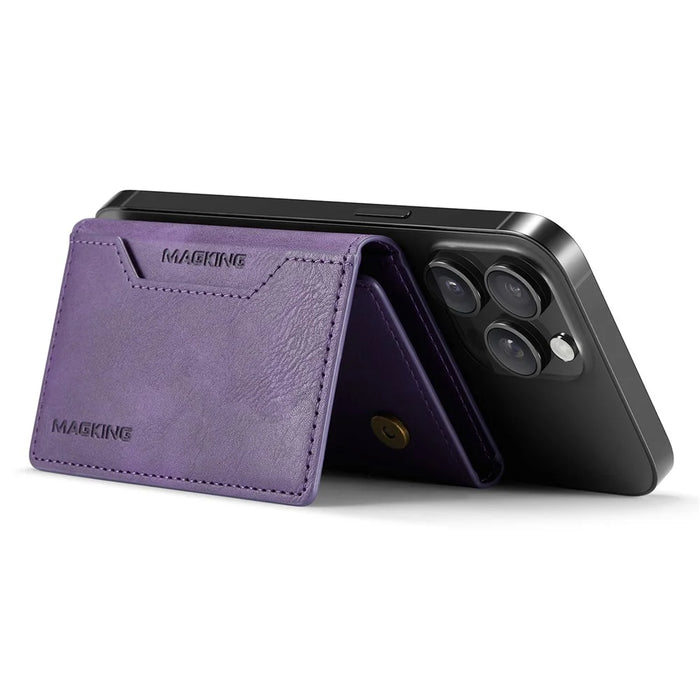 MAGKING K2 Kickstand Magnetic Card Holder RFID Blocking Cell Phone Wallet - Purple - 3