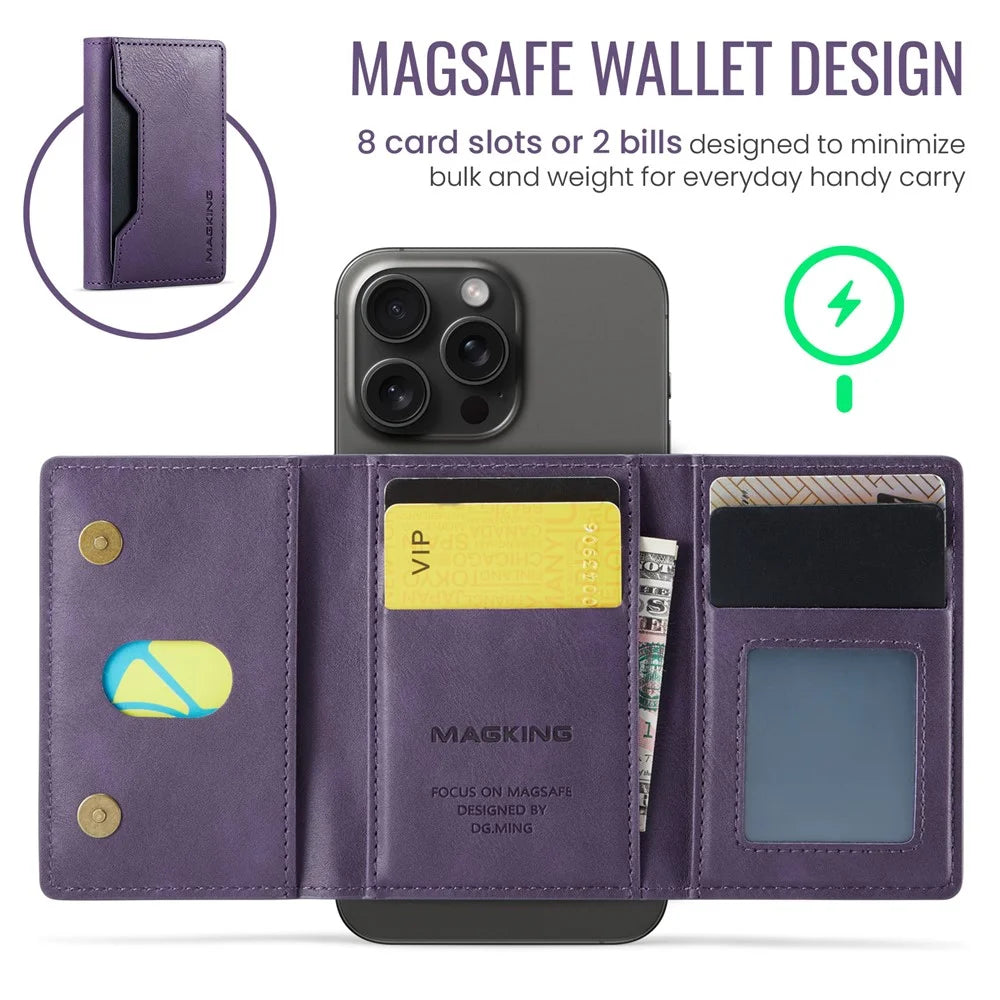 MAGKING K2 Kickstand Magnetic Card Holder RFID Blocking Cell Phone Wallet - Purple - 4