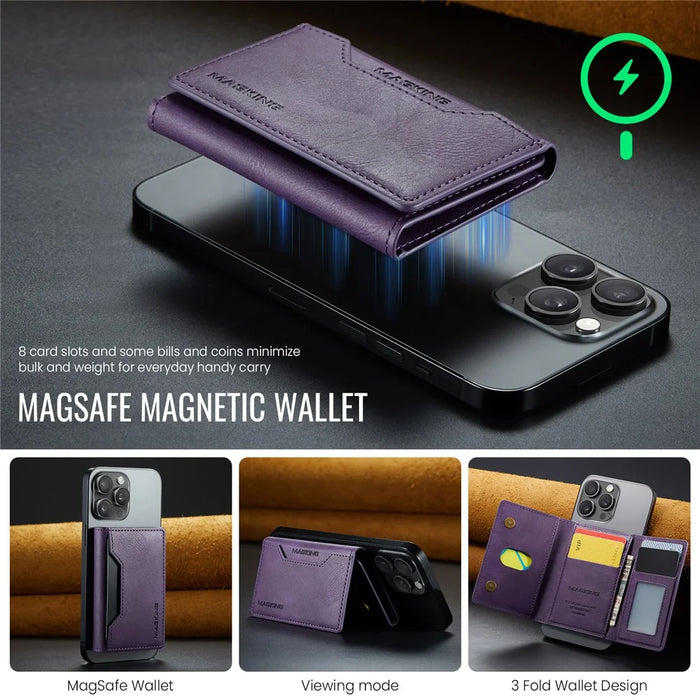 MAGKING K2 Kickstand Magnetic Card Holder RFID Blocking Cell Phone Wallet - Purple - 5