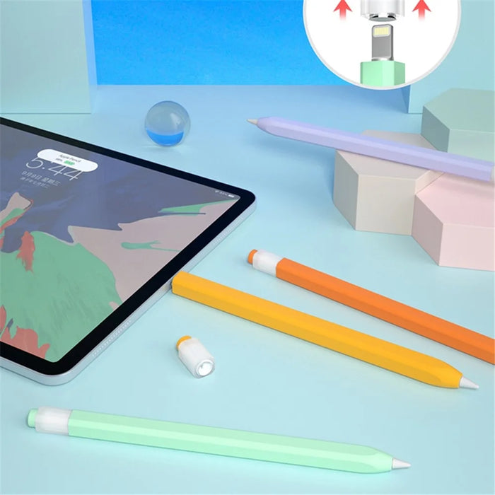 For Apple Pencil (1st Generation) Jelly Stylus Pen Silicone Sleeve Protective Cover (Short Version) - Sky Blue - 4