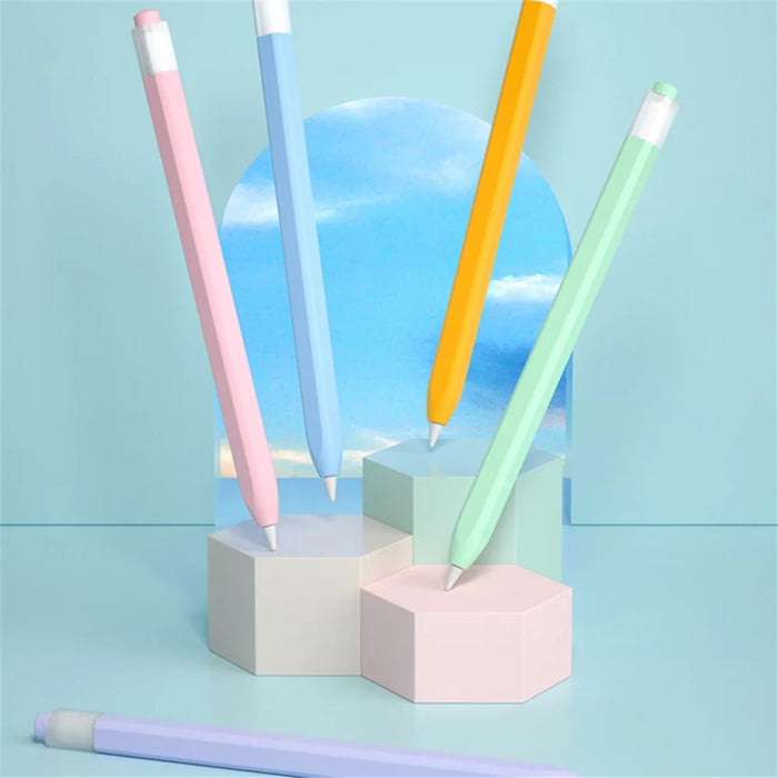 For Apple Pencil (1st Generation) Jelly Stylus Pen Silicone Sleeve Protective Cover (Short Version) - Sky Blue - 6