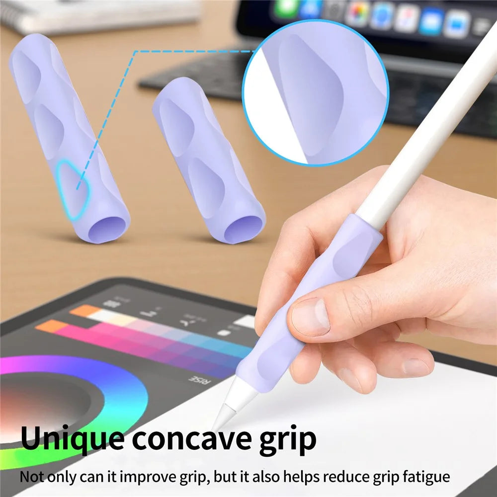2Pcs Silicone Sleeve for Apple Pencil, Huawei M-Pencil Series Stylus Cover Grip Holder - Purple - 3