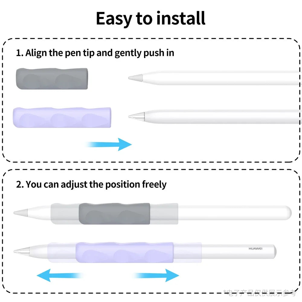 2Pcs Silicone Sleeve for Apple Pencil, Huawei M-Pencil Series Stylus Cover Grip Holder - Purple - 7