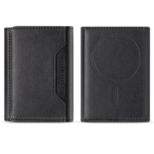MOCOME Phone Card Holder RFID Blocking PU Leather Magnetic Card Bag Wallet - Black - 1