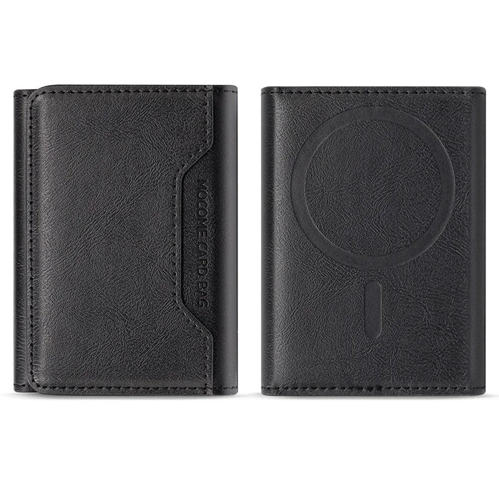 MOCOME Phone Card Holder RFID Blocking PU Leather Magnetic Card Bag Wallet - Black - 1