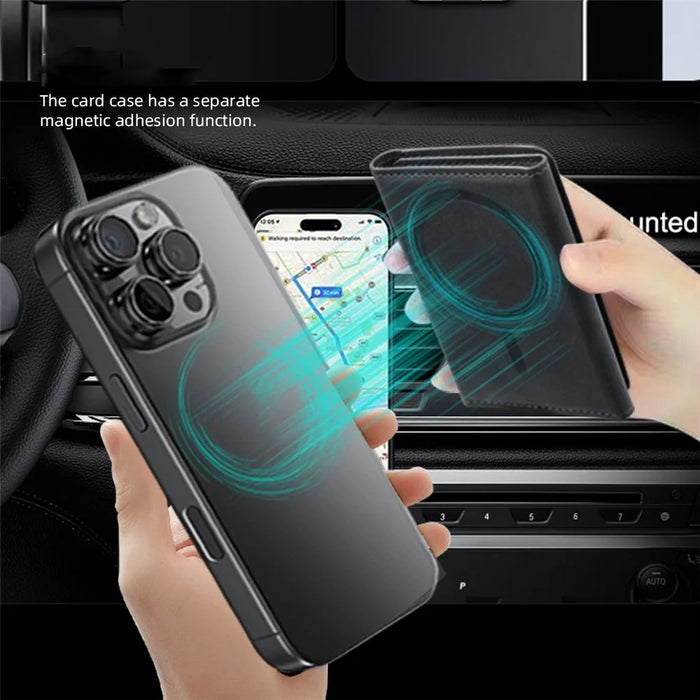 MOCOME Phone Card Holder RFID Blocking PU Leather Magnetic Card Bag Wallet - Black - 2