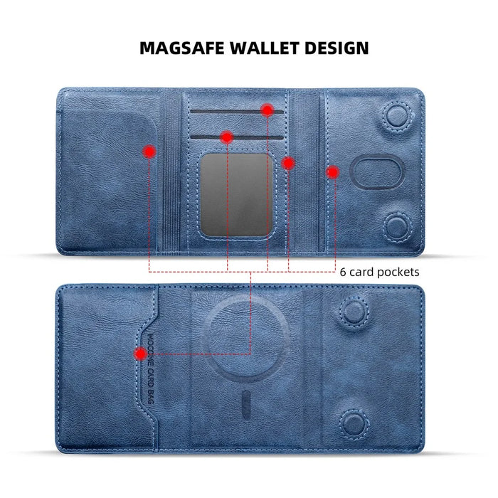 MOCOME Phone Card Holder RFID Blocking PU Leather Magnetic Card Bag Wallet - Black - 6