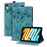 For iPad mini (2024)  /  mini (2021) Case Flip Stand Leather Phone Cover Cherry Blossom Cat Imprinted - Green - 1
