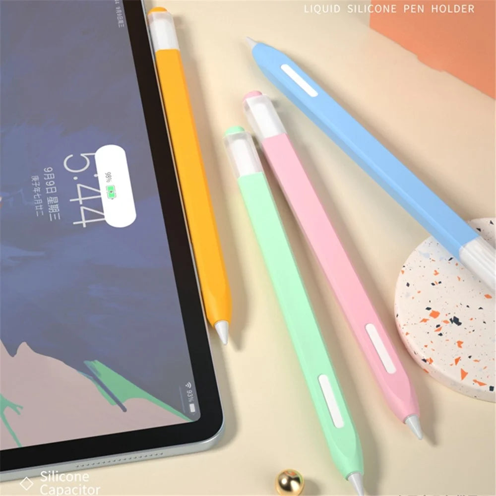 For Apple Pencil Pro / Pencil (2nd Generation) Jelly Stylus Pen Silicone Sleeve Anti-Drop Anti-Dirt Cover (Short Version) - Cyan - 3