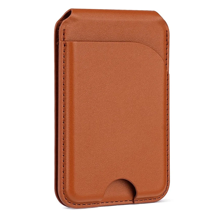 PU Leather Magnetic Card Holder Bi-Fold Phone Card Bag with Kickstand Function - Brown - 2
