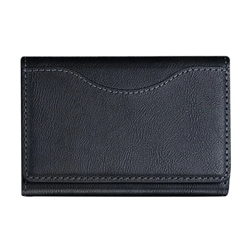 Magnetic Card Holder PU Leather Tri-Fold Phone Card Wallet with Kickstand Function - Black - 1