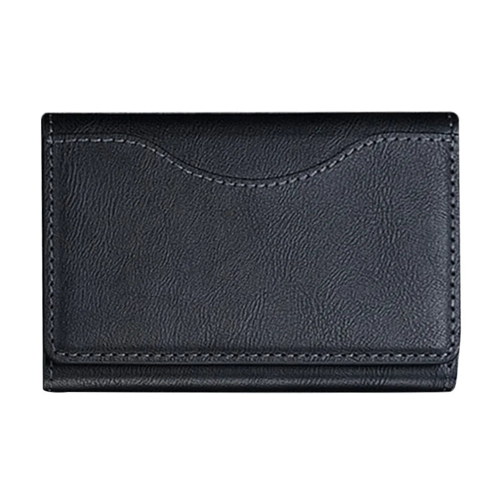 Magnetic Card Holder PU Leather Tri-Fold Phone Card Wallet with Kickstand Function - Black - 1