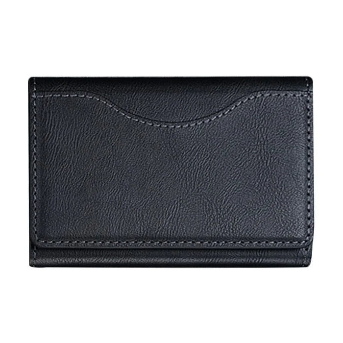 Magnetic Card Holder PU Leather Tri-Fold Phone Card Wallet with Kickstand Function - Black - 1
