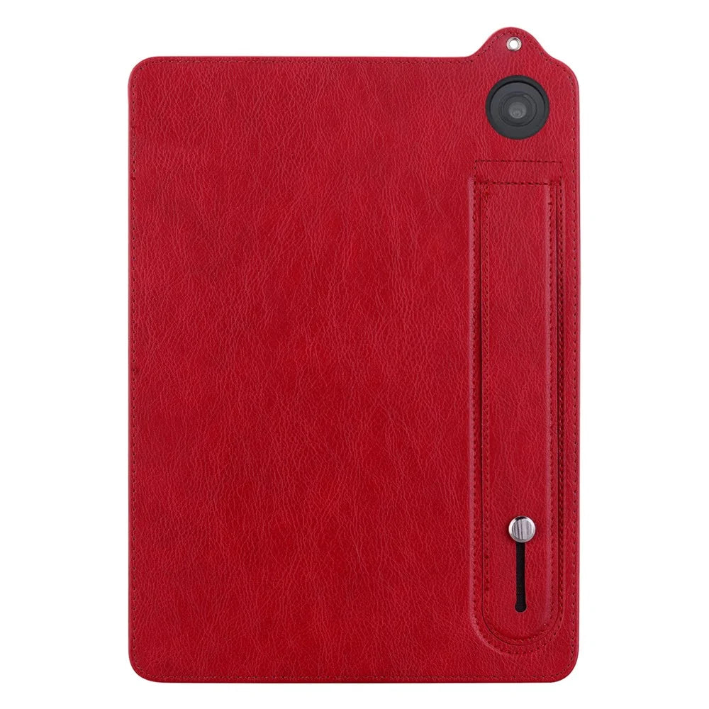 For Amazon Fire 7 (2022) Case Hand Strap Kickstand Leather Tablet Cover - Red - 3