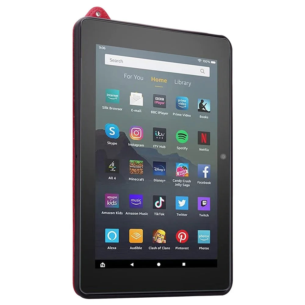 For Amazon Fire 7 (2022) Case Hand Strap Kickstand Leather Tablet Cover - Red - 4