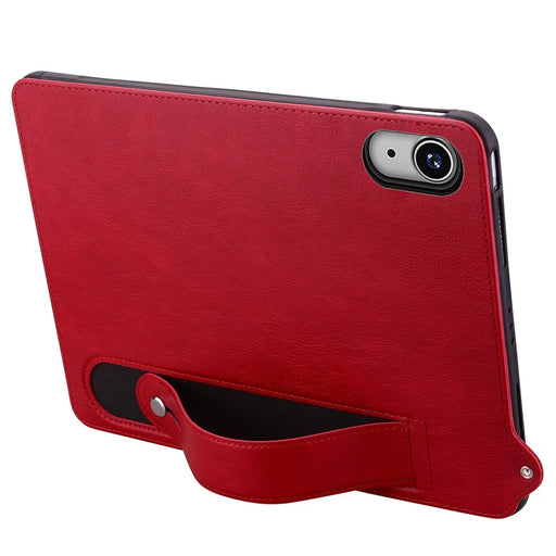 For iPad (2025) / 10.9 (2022) Case Hand Strap Kickstand Leather Tablet Cover - Red - 2
