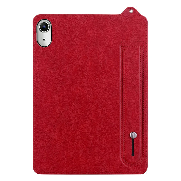 For iPad (2025) / 10.9 (2022) Case Hand Strap Kickstand Leather Tablet Cover - Red - 3