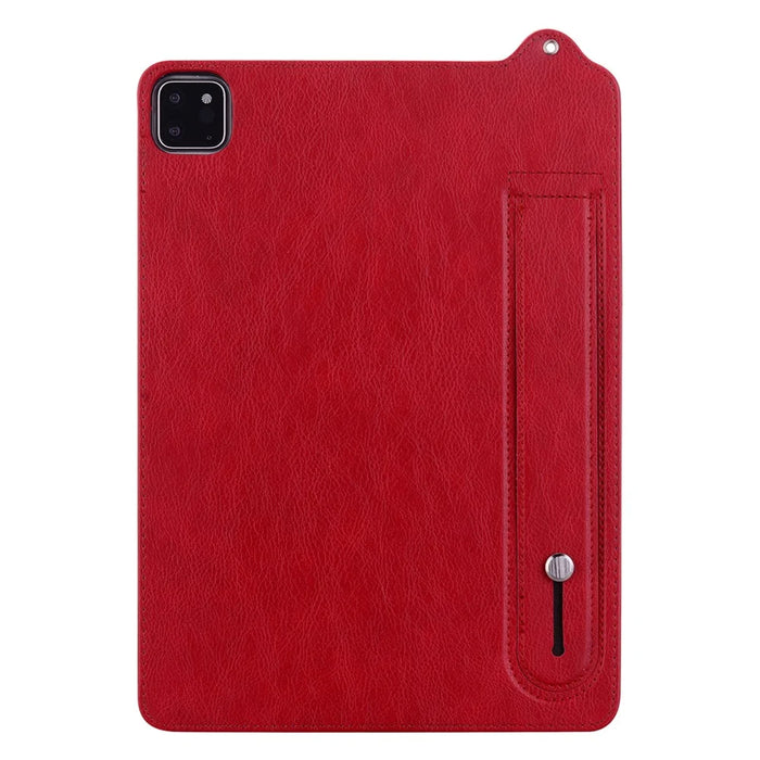 For iPad Pro 13 (2025) / 13 (2024) Case Hand Strap Kickstand Leather Tablet Cover - Red - 3