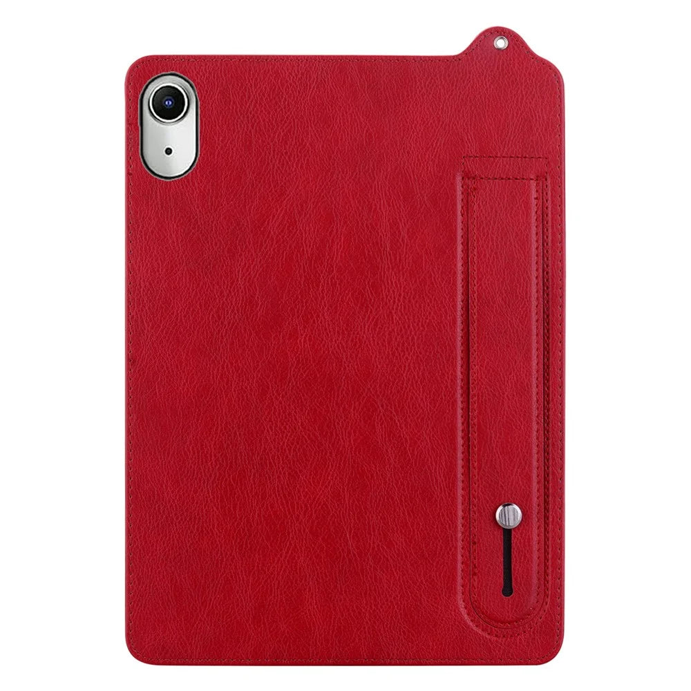 For iPad mini (2024) (A2996 A2995) / mini (2021) (A2568) Case Hand Strap Kickstand Leather Tablet Cover - Red - 3