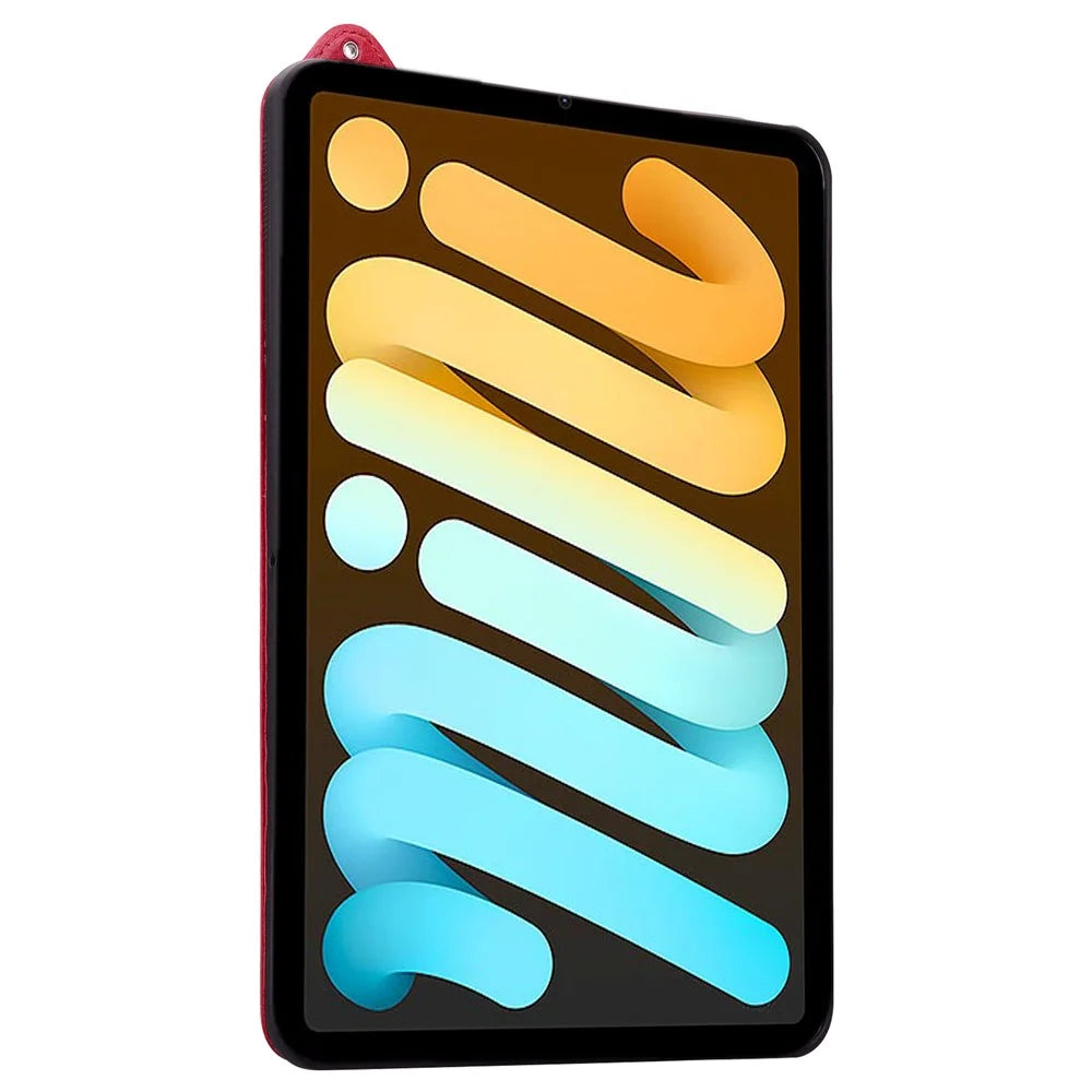 For iPad mini (2024) (A2996 A2995) / mini (2021) (A2568) Case Hand Strap Kickstand Leather Tablet Cover - Red - 4