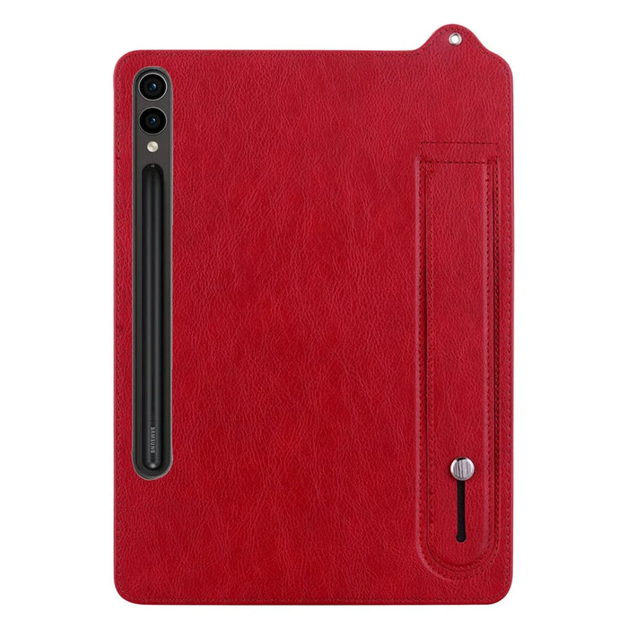 Tablet Case For Samsung Galaxy Tab S10+ / S9+ / S8+ / S7+ Hand Strap Kickstand Leather Cover - Red - 4