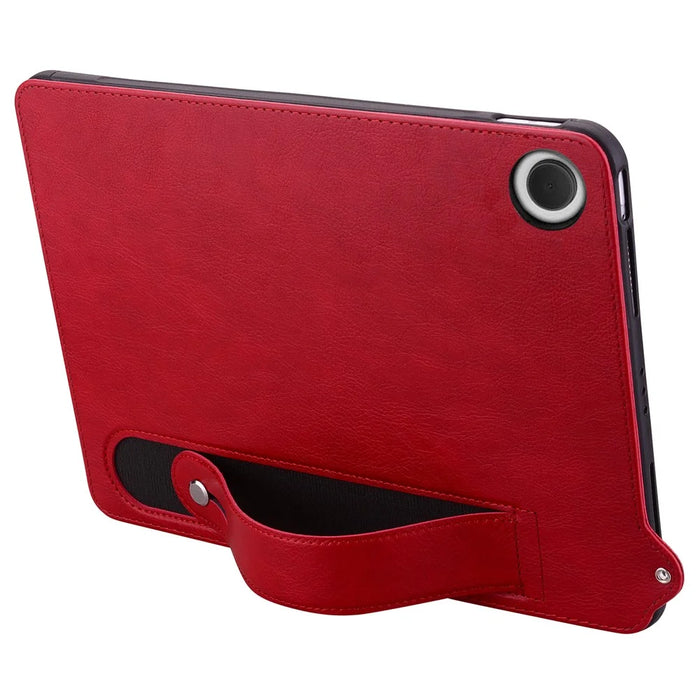 For Samsung Galaxy Tab A9 X110 X115 Case Hand Strap Kickstand Leather Tablet Cover - Red - 2