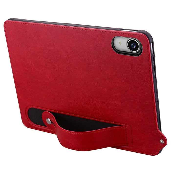 For Lenovo Tab P11 TB-J606F Case Hand Strap Kickstand Leather Tablet Cover - Red - 2