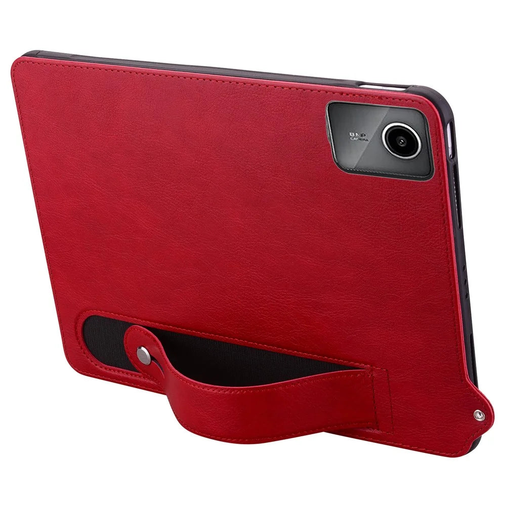 For Lenovo Tab M11 / Tab K11 Case Hand Strap Kickstand Leather Tablet Cover - Red - 2