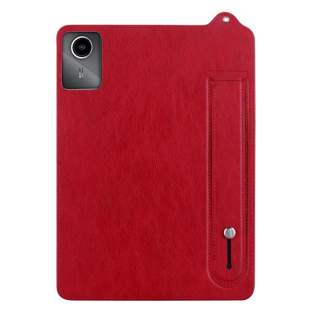 For Lenovo Tab M11 / Tab K11 Case Hand Strap Kickstand Leather Tablet Cover - Red - 4