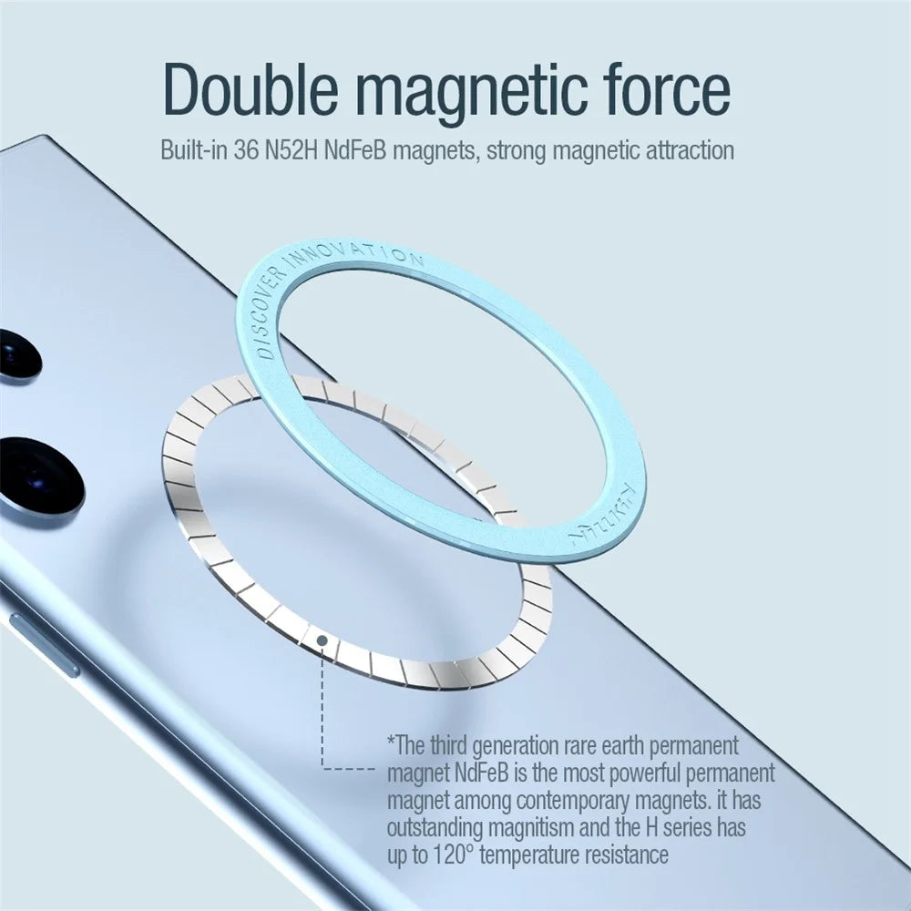 NILLKIN SnapLink Air 2Pcs Mobile Phone Magnetic Sticker Charging Adsorption Ring Compatible with Magsafe Wireless Charger - White - 3