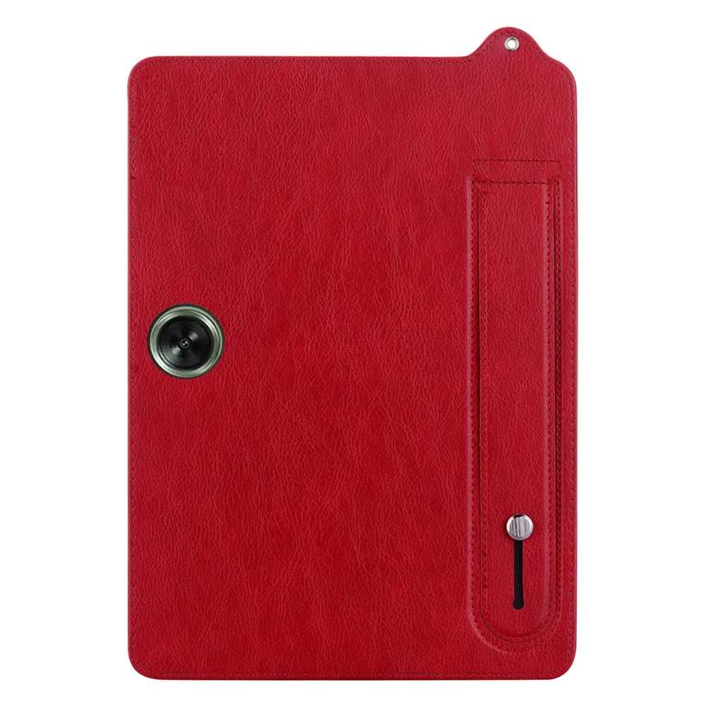 For OnePlus Pad Go / Oppo Pad Air 2 Case Hand Strap Kickstand Leather Tablet Cover - Red - 4
