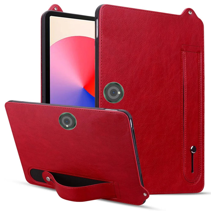 For OnePlus Pad / Oppo Pad 2 Tablet Case Hand Strap Kickstand Leather Cover - Red - 1