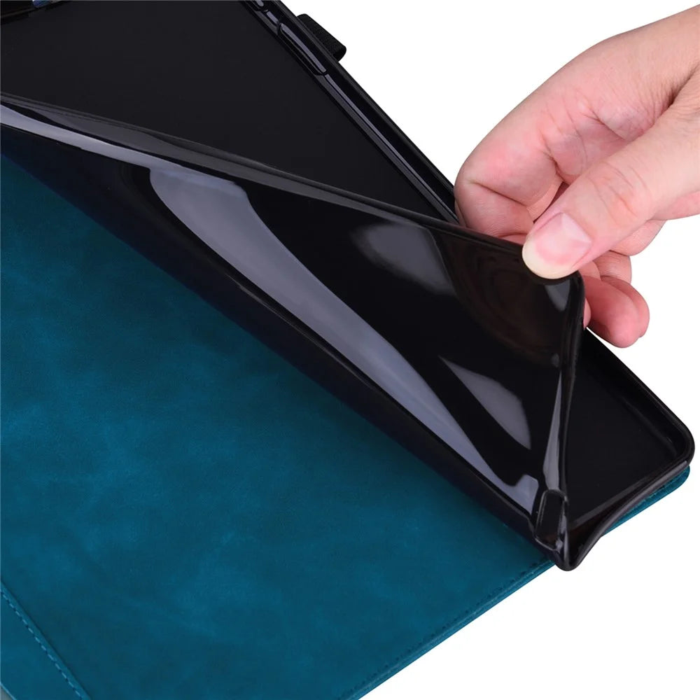 For Amazon Kindle Paperwhite (2024) Case PU Leather Protective Folio Tablet Cover with Card Holder - Blue - 4