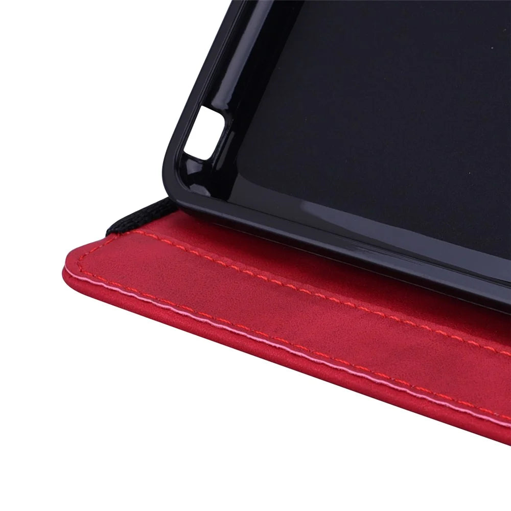 For Amazon Kindle Paperwhite (2024) Case Flower Pattern Leather Tablet  Cover - Red - 7