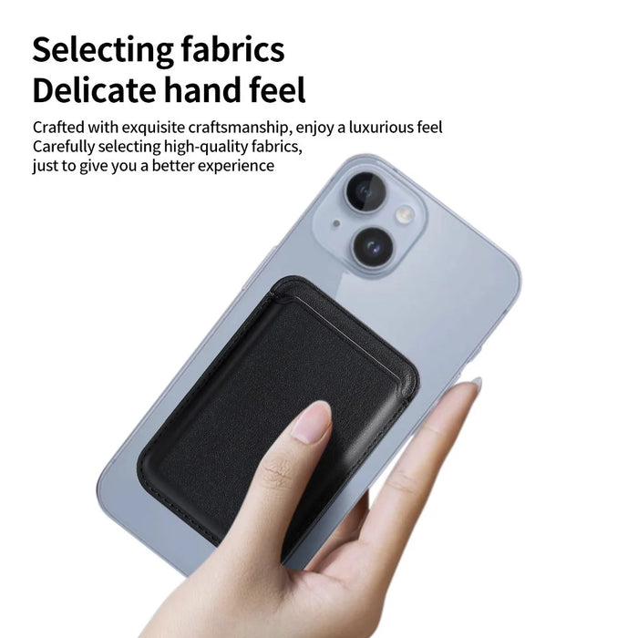 Single Ring Magnetic Card Holder for iPhone 12-16 Series PU Leather Slim Attachment - Black - 6