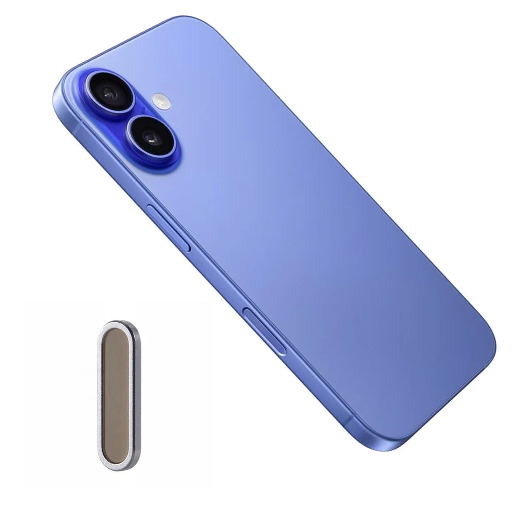 Metal Camera Button Cover For iPhone 16 / 16 Plus / 16 Pro / 16 Pro Max Adjustable Spacing Camera Button Protector - Silver Grey - 1