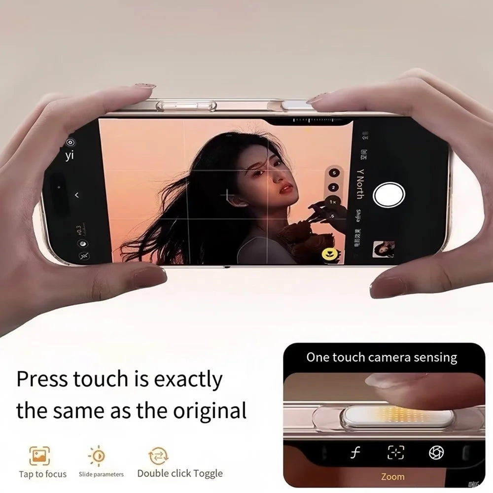 Camera Control Button For iPhone 16 / 16 Plus / 16 Pro / 16 Pro Max Sensitive Smart Control Capture Button Protector - White+Silver - 5