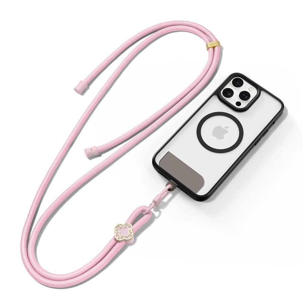 DUX DUCIS Garden Series Phone Lanyard Adjustable Neck Strap with Begonia Pattern - Light Pink - 1