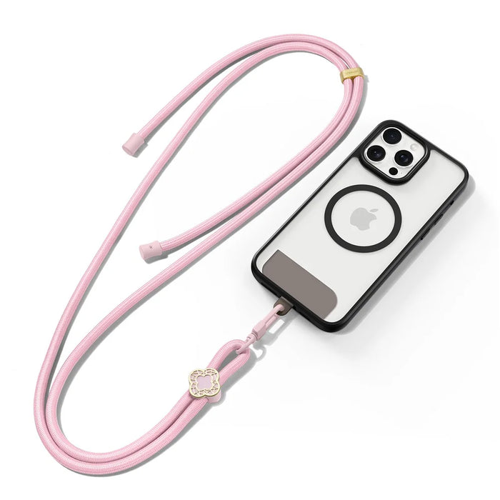 DUX DUCIS Garden Series Phone Lanyard Adjustable Neck Strap with Begonia Pattern - Light Pink - 1