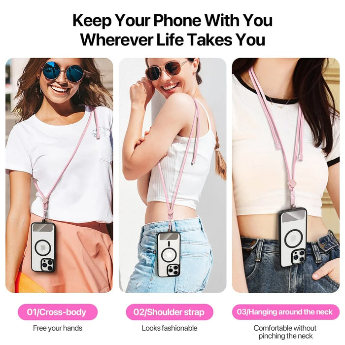 DUX DUCIS Garden Series Phone Lanyard Adjustable Neck Strap with Begonia Pattern - Light Pink - 6